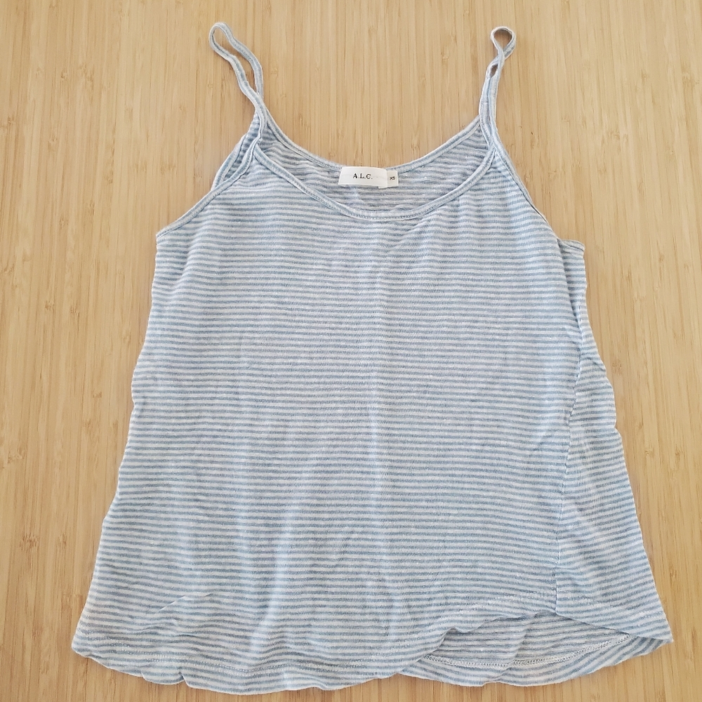 A.L.C. Johnny Striped Linen Tank Top